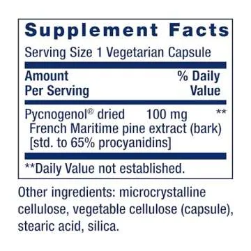 Life Extension Pycnogenol – French Maritime Pine Bark Extract – Scientifically Studied healthy aging & Vascular Health Supplement – Non-GMO, Gluten-Free, Vegetarian – 60 Capsules