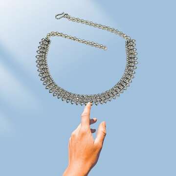 Stylish Athizay Collar Necklace - Ethnic Silver Jewelry
