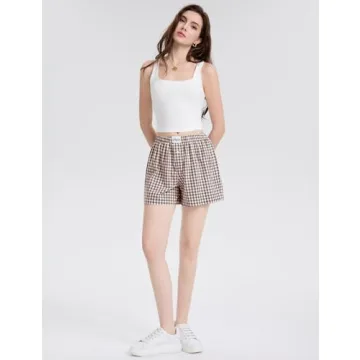 LOMON Women's Boxer Shorts - Casual Summer Pajama Lounge Wear