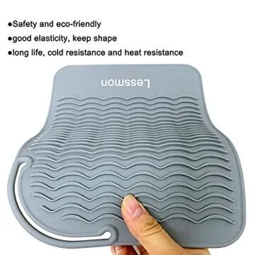 Heat Resistant Mat for Curling Irons, Hair Straightener, Flat Irons and Hair Styling Tools 9" x 6.5", Grey