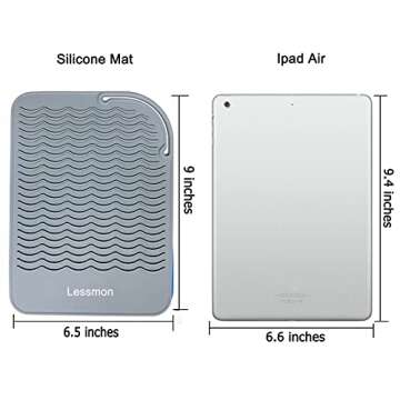 Heat Resistant Mat for Curling Irons, Hair Straightener, Flat Irons and Hair Styling Tools 9" x 6.5", Grey