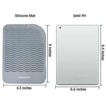 Heat Resistant Mat for Curling Irons, Hair Straightener, Flat Irons and Hair Styling Tools 9" x 6.5", Grey
