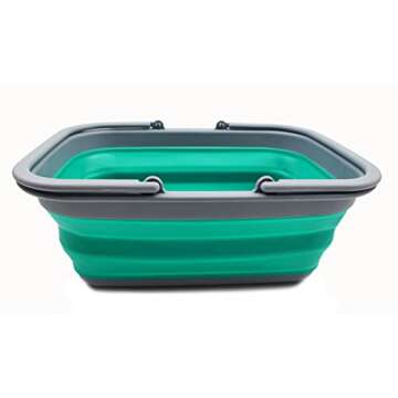 SAMMART 9.2L (2.37Gallon) Collapsible Tub with Handle - Portable Outdoor Picnic Basket/Crater - Fold...