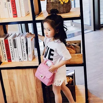 Kids PU Leather Crossbody Bags Pink Fashion Handbag for Girls