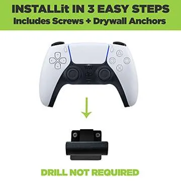 HIDEit Mounts Uni-C Pro Black Rubber Dipped Steel Wall Mount for PlayStation Controller, Gaming Accessory Compatible with PlayStation 5 Controllers and PlayStation 4 Controllers