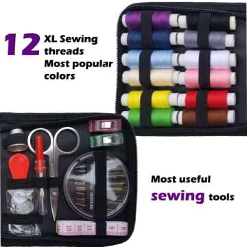 ARTIKA Travel Sewing Kit, 59-Piece Portable Kit for Travel, Includes Scissors, Thread, Tape Measure ...