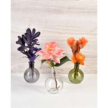 Serene Spaces Living Set of 6 Small Clear Ball Bud Vases, Transparent Glass Vases for Weddings, Even...
