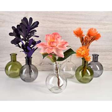 Serene Spaces Living Set of 6 Small Clear Ball Bud Vases, Transparent Glass Vases for Weddings, Events, Parties, Floral Centerpieces for Home Decor, Measures 4" Tall