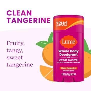 Lume Deodorant Smooth Solid Antiperspirant - Clean Tangerine