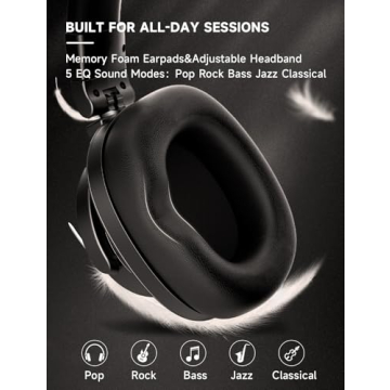 AOC Bluetooth Over Ear Headphones with 72H Battery and Mic