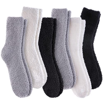 LANLEO Women's Plush Winter Slipper Socks - 5/6 Pairs