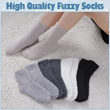 LANLEO Women's Plush Winter Slipper Socks - 5/6 Pairs