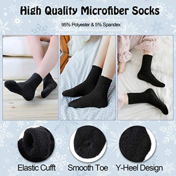 LANLEO Women's Plush Winter Slipper Socks - 5/6 Pairs