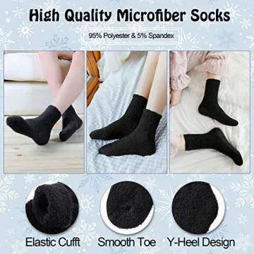 LANLEO Women's Plush Winter Slipper Socks - 5/6 Pairs