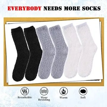 LANLEO Women's Plush Winter Slipper Socks - 5/6 Pairs