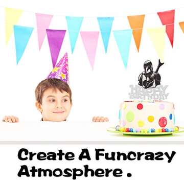 Space Cake Topper Happy Birthday Cartoon Alien Theme Black Glitter Decor for Baby Shower Birthday Party Decorations Supplies