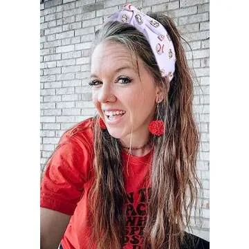Baseball Knotted Headband with Crystal Charms for Fans