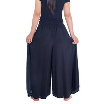 Lannaclothesdesign Palazzo Pants for Women Wide Leg Boho Harem Yoga Pants S M L XL Sizes(M, Black)