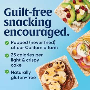 Lundberg Thin Brown Rice Cakes, Lightly Salted, 3-Pack – Regenerative Organic Certified, Healthy Snacks, Vegan, 6 Oz Ea