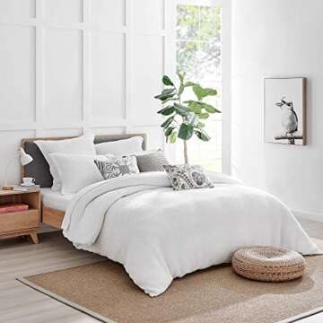 Levtex Home - Mills Waffle Bright White Duvet Cover Set - King/Cal King Duvet Cover + Two King Pillow Cases - White Waffle Weave - Duvet Cover (106 x 94in.) and Pillow Case (36 x 20in.) - Cotton