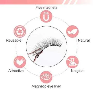 Magnetic Eyelashes with Eyeliner, InBrave 6D Reusable Magnetic False Lashes and Liner Natural Look with Applicator - No Glue Needed (5 Pairs)