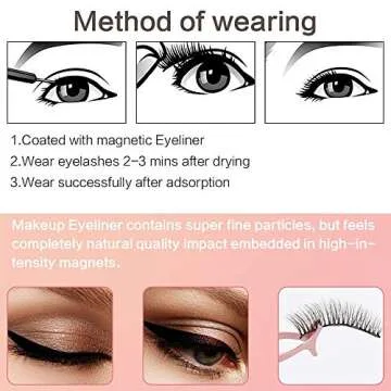 Magnetic Eyelashes with Eyeliner, InBrave 6D Reusable Magnetic False Lashes and Liner Natural Look with Applicator - No Glue Needed (5 Pairs)
