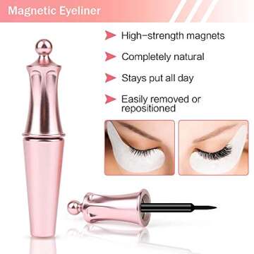 Magnetic Eyelashes with Eyeliner, InBrave 6D Reusable Magnetic False Lashes and Liner Natural Look with Applicator - No Glue Needed (5 Pairs)