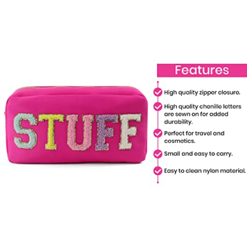 Stylish Chenille Letter Nylon Makeup Bag for Travel
