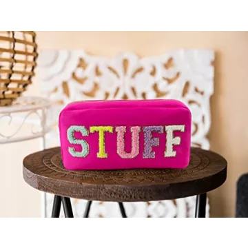 Stylish Chenille Letter Nylon Makeup Bag for Travel