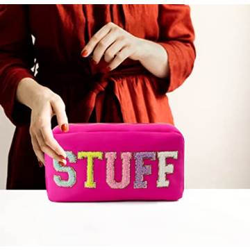 Stylish Chenille Letter Nylon Makeup Bag for Travel