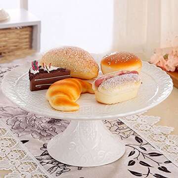 Magtrem 11.8 Inch Fine Porcelain Cake Stand with Glass Lid