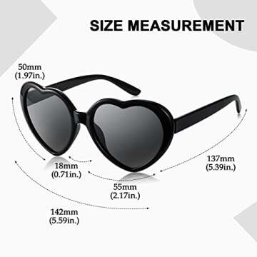 LVIOE Heart Sunglasses for Women, Polarized Heart Shaped Sunglasses with UV Protection Heart Style Retro Glasses for Shopping