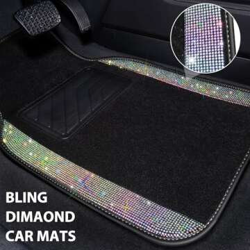 CAR PASS Iridescent Bling Rhinestones Diamond Car Floor Mats - Waterproof, Anti-Slip, Universal for ...