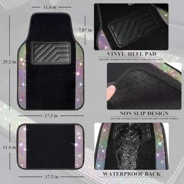 Stylish Bling Rhinestones Car Floor Mats for Women