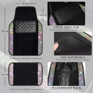 Stylish Bling Rhinestones Car Floor Mats for Women
