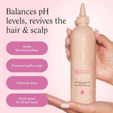 Rizos Curls Apple Cider Vinegar Scalp & Hair Rinse, Clarifies and Detox to Remove Product Buildup, Balance Oils, Revive Hair & Scalp, Enhances Softness & Shine, For All Hair Types 1a - 4c, 10 oz