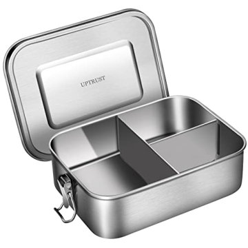 UPTRUST Leak Proof Stainless Steel Bento Container – Perfect for Kids or Adults, 3 Compartment Mea...