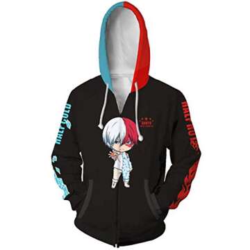 YUANTU Anime Academia Midoriya Hoodies Cosplay Costume Jacket Adult Unisex