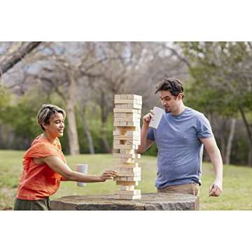 Yard Games Large Tumbling Timbers with Carrying Case | Starts at 2-Feet Tall and Builds to Over 4-Feet | Made with Premium Pine Wood