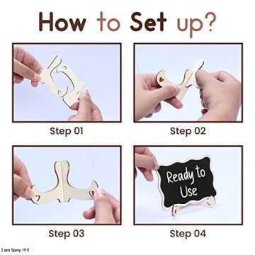 RIMITY 20 Pack Mini Chalkboard Signs for Food with 20 Additional Stickers – Water Based Pen & Support Easels with Wooden Place Cards – Food Labels for Party Buffet Table, Weddings & Decorations