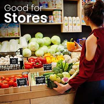 RIMITY 20 Pack Mini Chalkboard Signs for Food with 20 Additional Stickers – Water Based Pen & Support Easels with Wooden Place Cards – Food Labels for Party Buffet Table, Weddings & Decorations