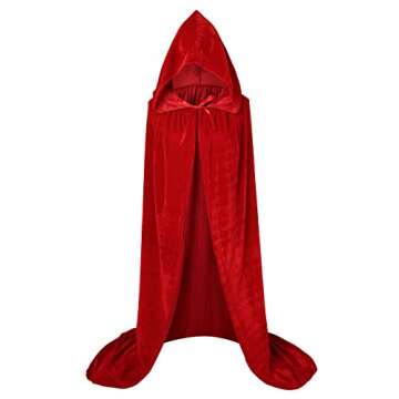 VGLOOK Unisex Adults Hooded Cloak Velvet Cape for Halloween Cosplay Costumes 59 inch Red