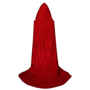 VGLOOK Unisex Adults Hooded Cloak Velvet Cape for Halloween Cosplay Costumes 59 inch Red