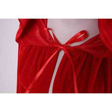 VGLOOK Unisex Adults Hooded Cloak Velvet Cape for Halloween Cosplay Costumes 59 inch Red