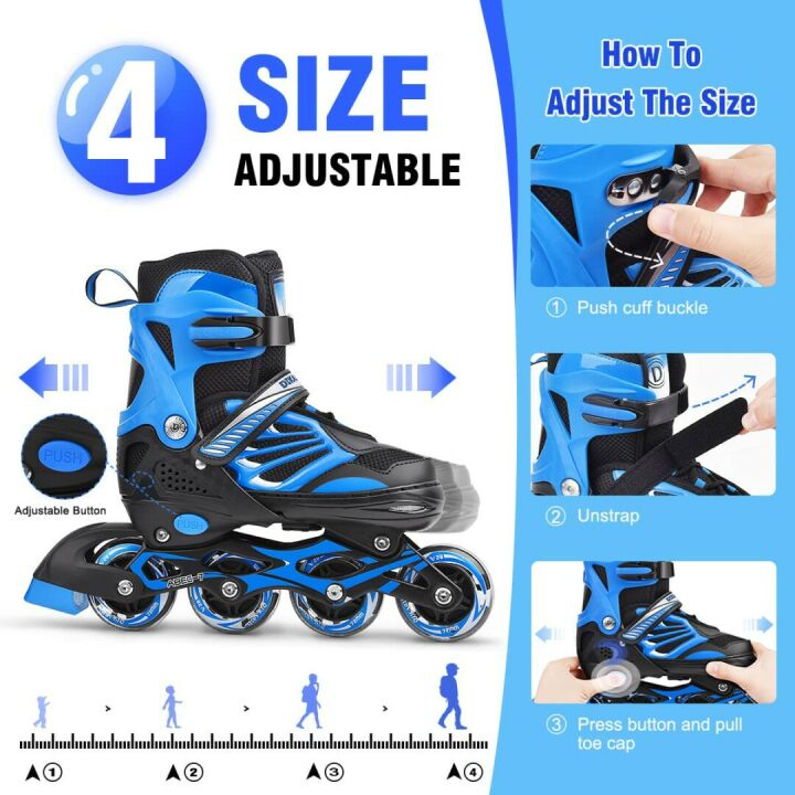 Light Up Adjustable Inline Skates for All Ages
