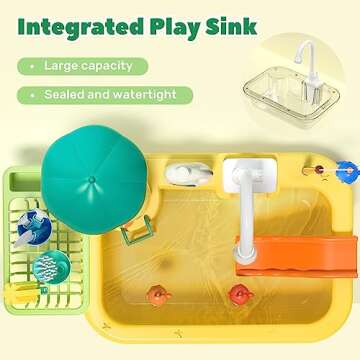 CUTE STONE Play Sink with Running Water for Kids