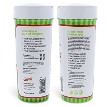 Wipex Gym Equipment Cleaner Gym Wipes - 75ct Workout Equipment Cleaner Wipes for Personal Use - Fitness Equipment, MMA Gear, Pilates, Spas, Gyms, Peloton Bikes, Watermelon Scent (4 Canisters)