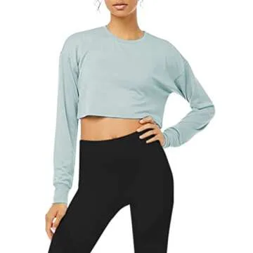 Bestisun Long Sleeve Crop Top for Yoga & Workouts