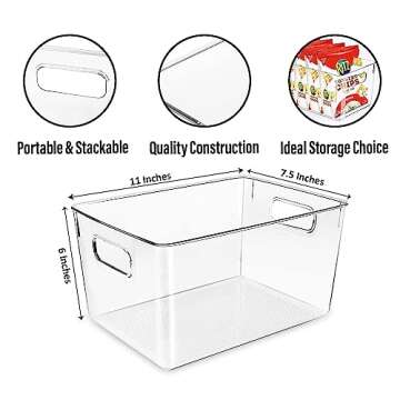Clear Plastic Storage Bins, Pantry Organizers and Storage or Kitchen Organization and Storage Contai...