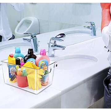 Clear Plastic Storage Bins, Pantry Organizers and Storage or Kitchen Organization and Storage Containers Bins for Organizing, Fridge, Freezer, Bathroom, Pantries, Refrigerator, Cabinet Organizer Bin